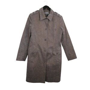 𝅺VINTAGE Optionelle Floral Embroidered Brown Long Button Down Trench Coat